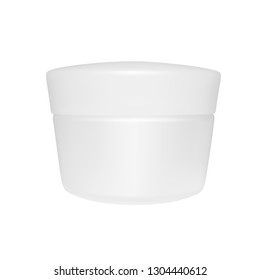 Container for cream in vector.Plastic jar with lid for cosmetics in vector.	