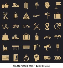 Container delivery icons set. Simple style of 36 container delivery vector icons for web for any design