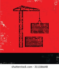 Container design on red background, grunge vector