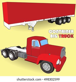 Container at the dock with truck. Vector illustration