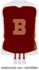Container with donor blood of group B. Vector.