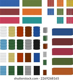 Container Drum can Itto can Color set