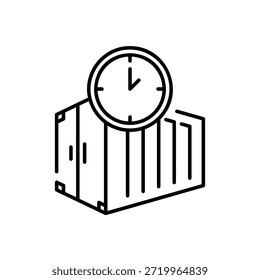 Icono de la línea de tiempo de permanencia del contenedor sobre fondo blanco aislado para el seguimiento de logística