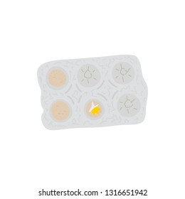 Container with eggs. Vector hand drawn illustration. The view from the top.