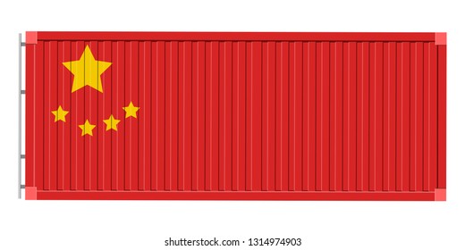 Container with a flag of China. Vector illustration design