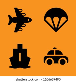 container, flat, flight and summer icons set. Vector illustration for web and design