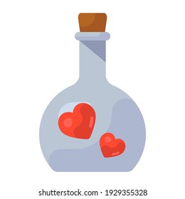 
Container flat with hearts, flat icon of love jar 