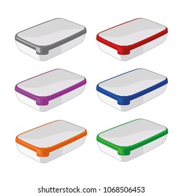 container for food set realistic vector illustration isolated