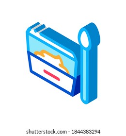 container with food and spoon icon vector. isometric container with food and spoon sign. color isolated symbol illustration