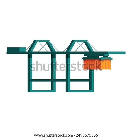 Container gantry crane lifting cargo container at port terminal, global logistics, export and import business