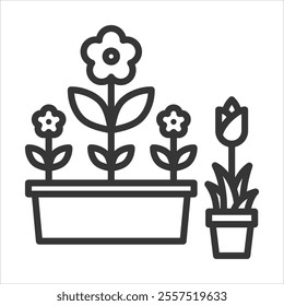 Container Gardens Outline Icon Vector Illustration