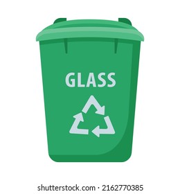 Container for glass waste semi flat color vector object. Full sized item on white. Zero waste. Garbage sorting and recycle simple cartoon style illustration for web graphic design and animation