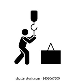 Container, hang, hook, box, man, job icon. Element of manufacturing icon. Premium quality graphic design icon. Signs and symbols collection icon for websites, web design