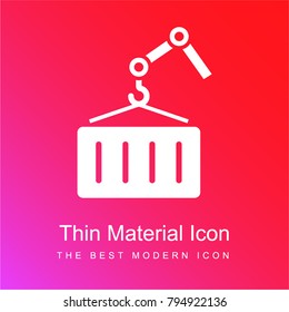 Container hanging of a crane red and pink gradient material white icon minimal design