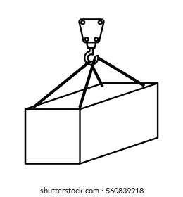 container hanging in crane vector illustration design