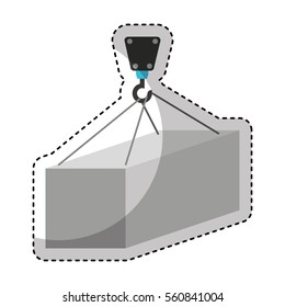 container hanging in crane vector illustration design