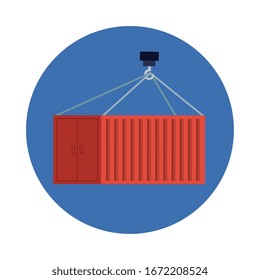container hanging in frame circular vector illustration design
