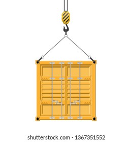 Container hanging on the hook vector illustration isolated on white background.