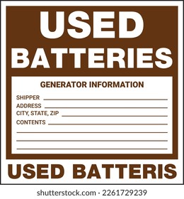 Container Hazardous Standard Label Marking Used Batteries