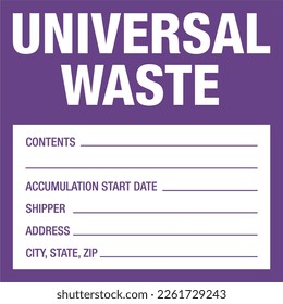 Container Hazardous Standard Label Marking Universal Waste