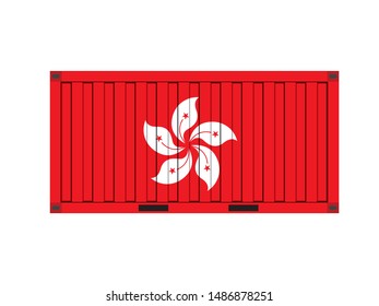 Container with Hong Kong flag,business trade concept,vector illustration