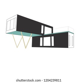Container House Shipping Box Building Vector  Isolated 