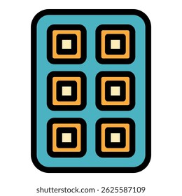 Container ice tray icon. Outline container ice tray vector icon color flat isolated
