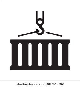 Container icon, black. Vector and glyph