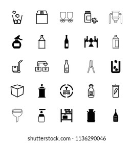 Container icon. collection of 25 container filled and outline icons such as canister, trash bin, spray paint, bottle. editable container icons for web and mobile.
