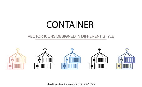 Container icon design with white background stock illustration