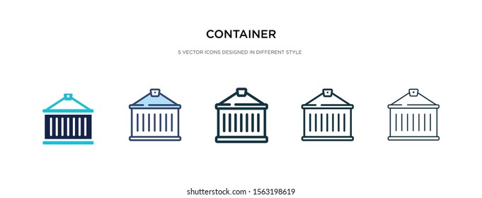 container icon in different style vector illustration. two colored and black container vector icons designed in filled, outline, line and stroke style can be used for web, mobile, ui