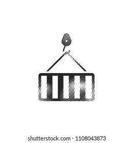 Container icon in halftone style. Black and white monochrome vector illustration.