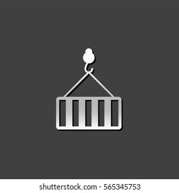 Container icon in metallic grey color style. Industrial distribution import export