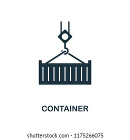 Container icon. Monochrome style design from logistics delivery collection. UI. Pixel perfect simple pictogram container icon. Web design, apps, software, print usage.