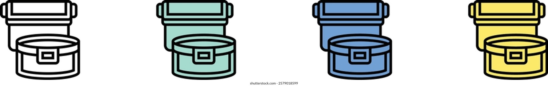 container icon. Outline, Green, Blue and Yellow Style Design Isolated On White Background