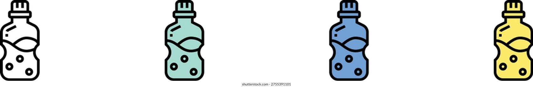 container icon. Outline, Green, Blue and Yellow Style Design Isolated On White Background