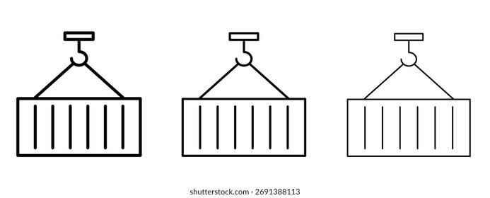 Icono de contenedor en el símbolo de estilo de trazo de contorno.