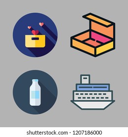 container icon set. vector set about donation, ship, open box and products icons set.