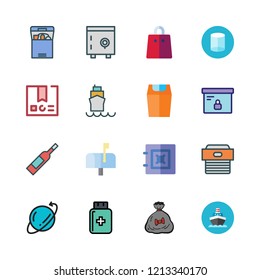 container icon set. vector set about ship, wine bottle, cylinder and medicine icons set.