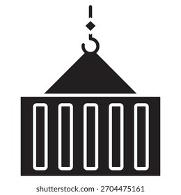Icono de contenedor, contenedor de almacenamiento, contenedor de envío, caja de carga, contenedor modular, ilustración, Vector