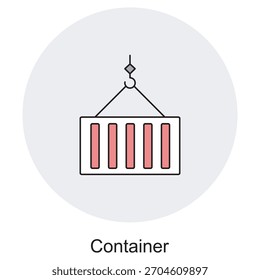 Icono de contenedor, contenedor de almacenamiento, contenedor de envío, caja de carga, contenedor modular, ilustración, Vector