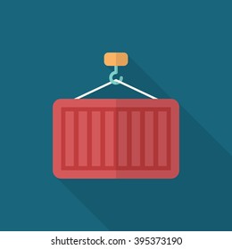 Container icon, Vector flat long shadow design. Shipping and logisticst concept.
