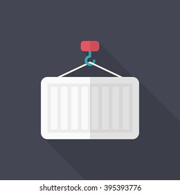 Container icon, Vector flat long shadow design. Shipping and logisticst concept.