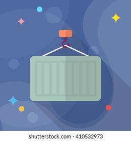 Container icon, Vector flat long shadow design. Shipping and logisticst concept.