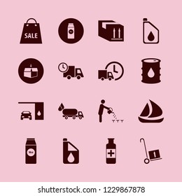 container icon. container vector icons set open box, changing car oil, ship and fast delivery truck