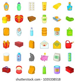 Container icons set. Cartoon set of 36 container vector icons for web isolated on white background