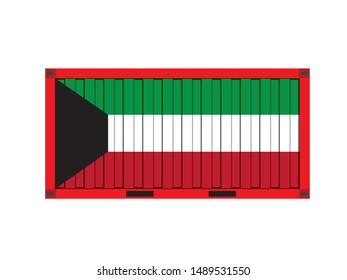 Container with Kuwait flag,business trade concept,vector illustration