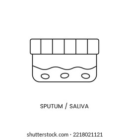 Container for laboratory analysis of sputum and saliva icon line in vector, illustration of a container for collecting biomaterial.