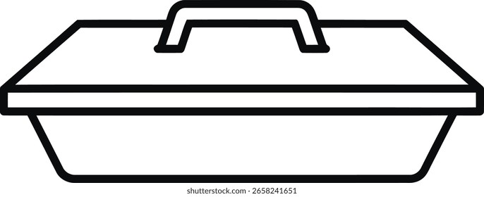 Contêiner com Ícone de Tampa Uma ilustração linear minimalista e elegante de um contêiner retangular com tampa, projetado para versatilidade e funcionalidade