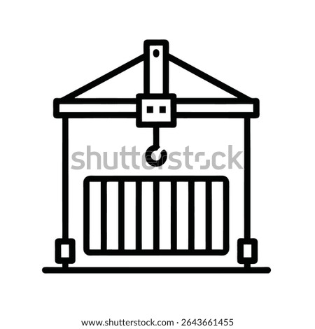 Container Lift Outline Icon on White Background for Shipping, Logistics, and Cargo Handling Concepts
